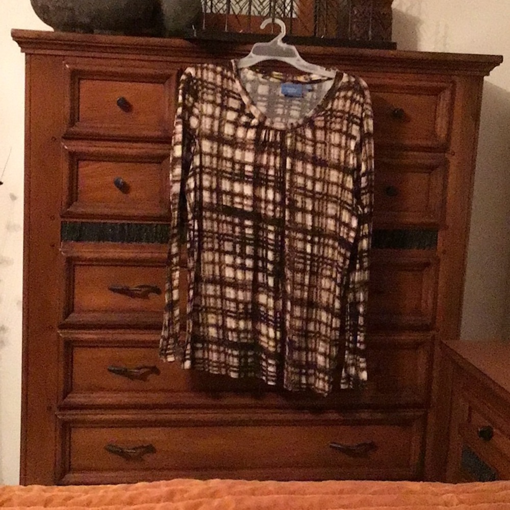 XL Plaid Long Sleeve Women's Top by Simply Vera Vera Wang